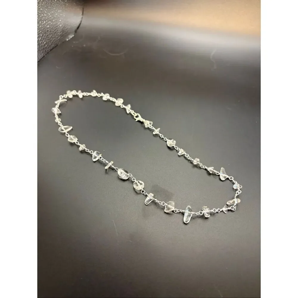 Sparkling Crystal and Silver Necklace, 18”, NEW, Handmade